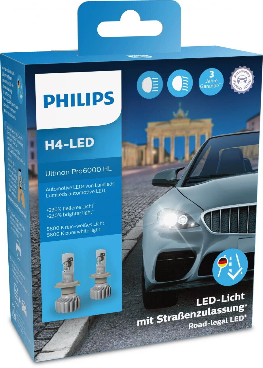 H4 LED PHILIPS 2x Auto-Lampe Ultinon Pro6000 12V Scheinwerfer Glühlampe  Birne passend für Mercedes W201 190E mit ABE! – Benz Works Germany
